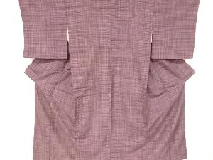 アンティーク　格子模様織出し手織り紬着物